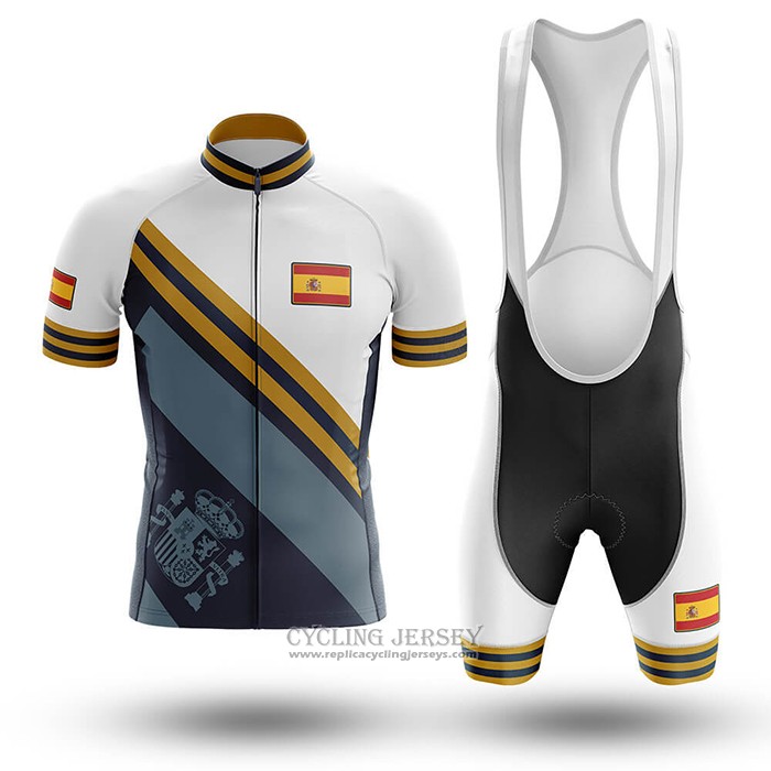2020 Cycling Jersey Champion Spain Light Blue Yellow Short Sleeve And Bib Short